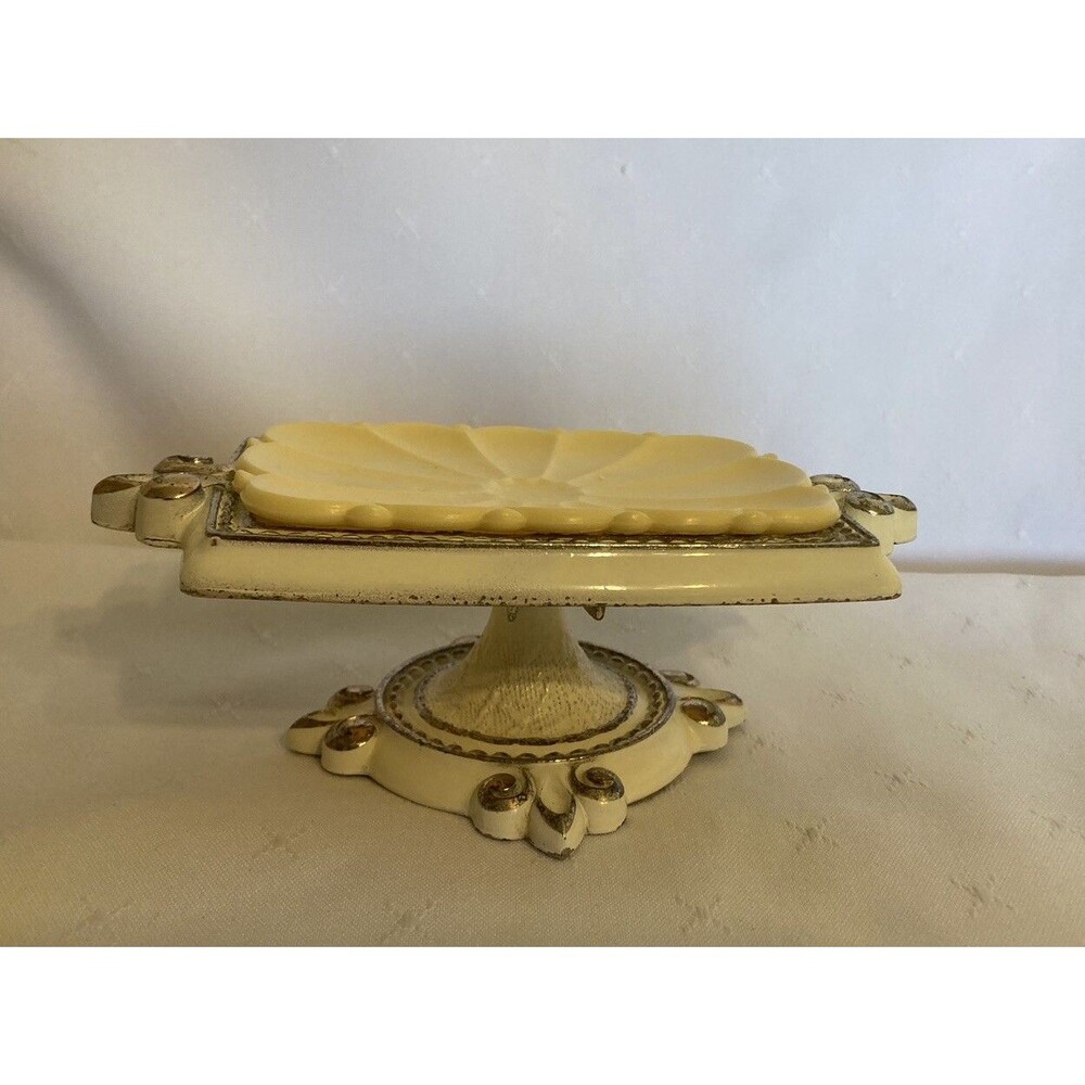 Vintage Amerock Bonaventure Collection Soap Dish Free Standing White Art Deco